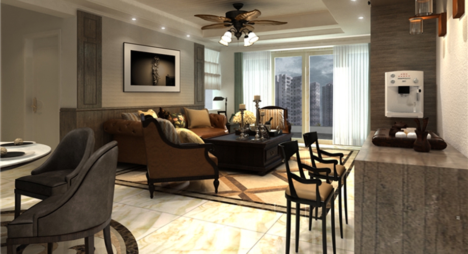 石家莊裝修案例匯君城 美式風(fēng)格 129平