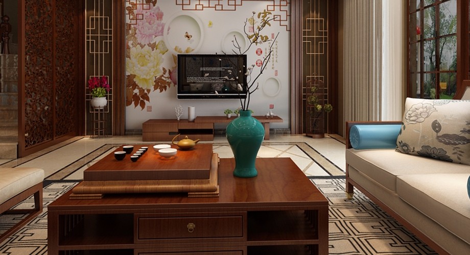 石家莊裝修案例融創(chuàng)中心 中式風格 137平